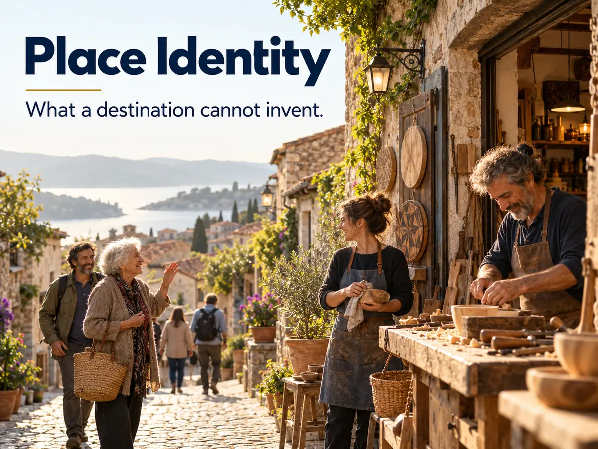 Craftspeople working in an old workshop street, residents greeting each other, natural light